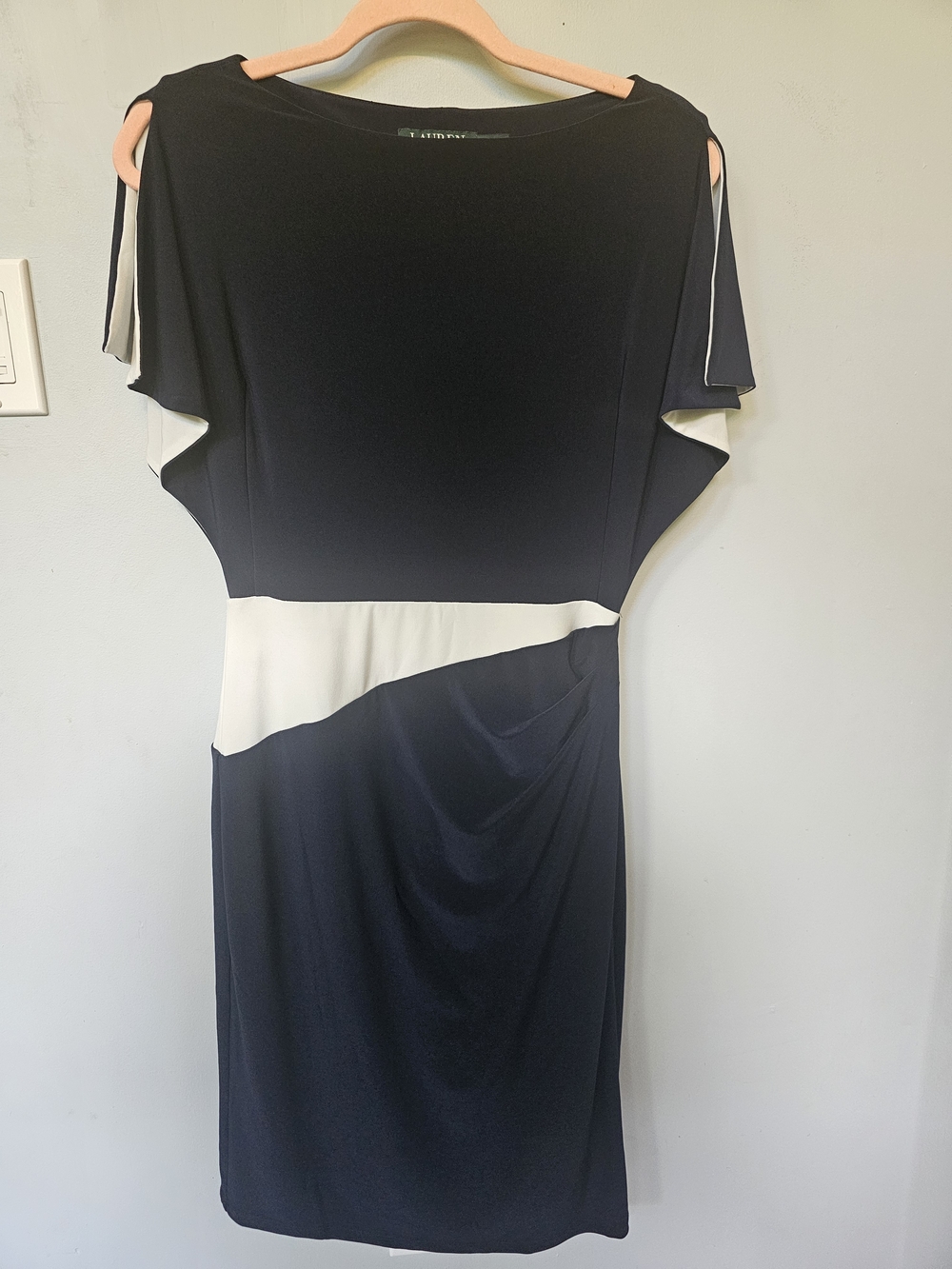 Lauren Ralph Lauren Colorblock Flutter Sleeve Dress Navy White Size 4